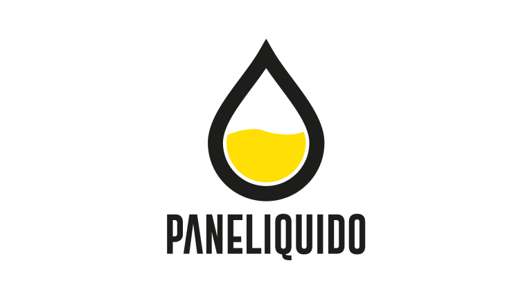 Logo Paneliquido — goccia nera con birra gialla e scritta Paneliquido